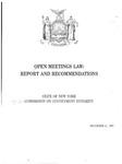 Open Meetings Law: Report and Recommendations by New York State Commission on Government Integrity