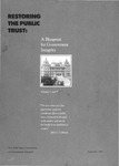 Restoring the Public Trust: A Blueprint for Government Integrity Volumes I and II by New York State Commission on Government Integrity