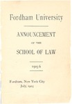 Fordham University - Announcement of the School of Law by Office of the Registrar, Fordham Law School