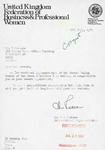 Letter from M. A. Redican, Crouch Valley Branch of the United Kingdom Federation of Business & Professional Women, to Geraldine Ferraro