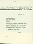 Letter from Geraldine Ferraro to New York Associate Justice Richard Brown by Geraldine Ferraro and Richard Brown